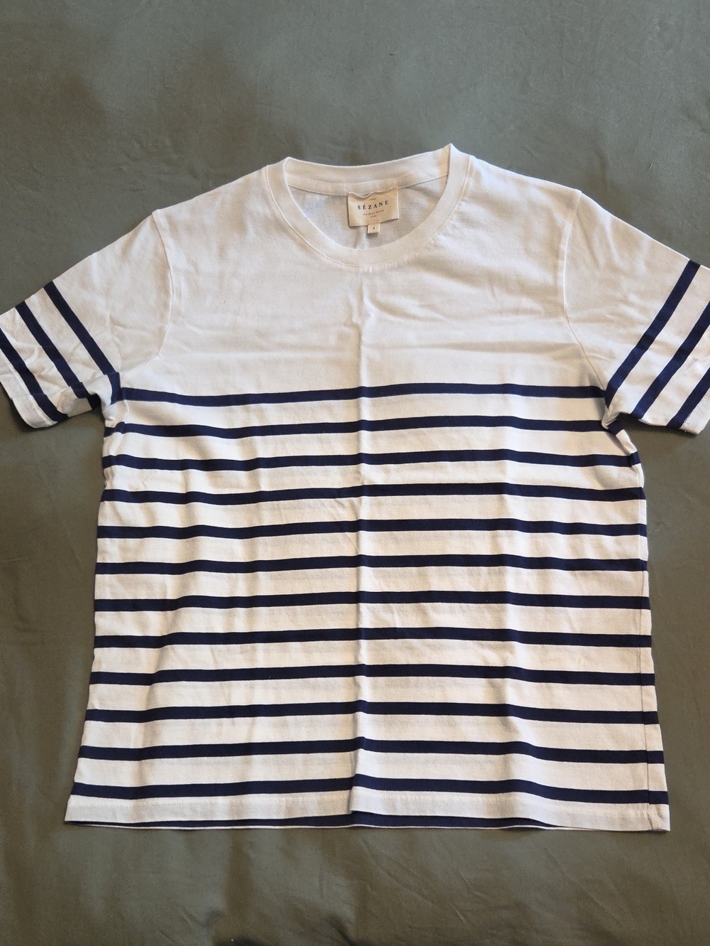 Like New Sezane Conrad T-shirt White / Navy - Size S